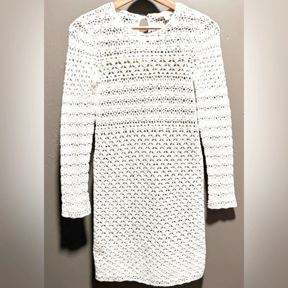 Michael Kors White Long Sleeve Crochet Dress